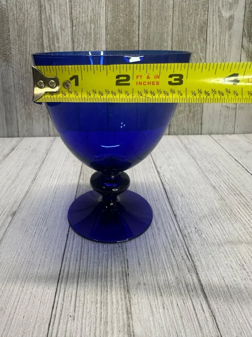 Vtg Bristol Style Cobalt Blue Wine Goblets Glasses Stemmed 5 1/4